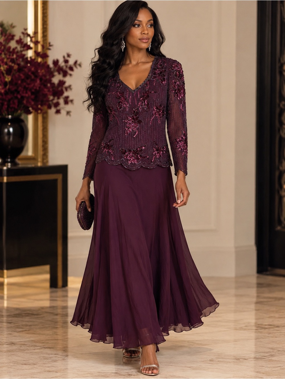 VTG Jovanni New York Beaded Evening Gown - Sz 14